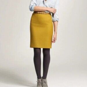 J.Crew No 2 Wool Pencil Skirt in Mustard Color